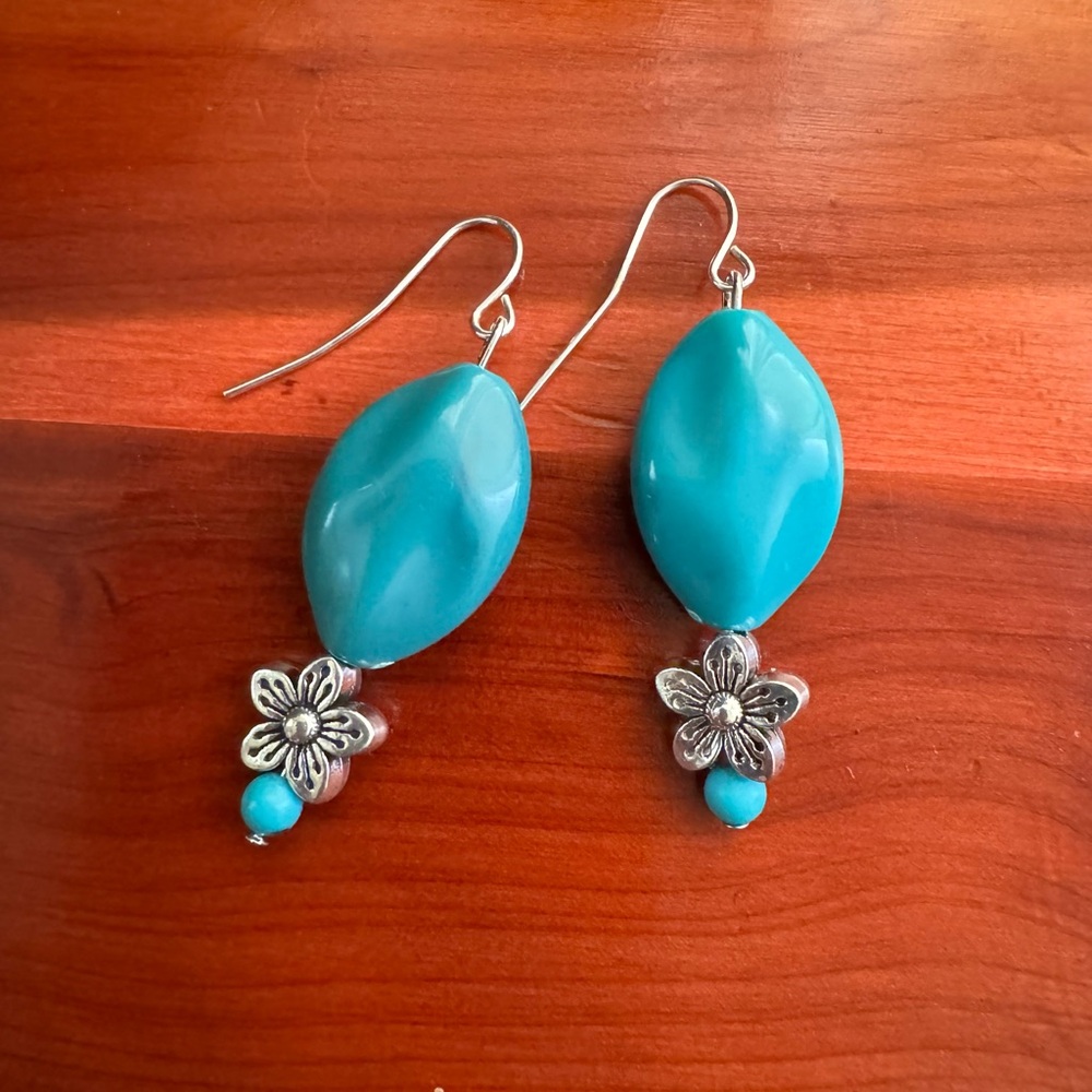 turquoise and silver chunky earrings